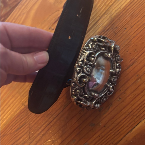 Brighton Black Leather Belt with Intricate Silver Buckle - Picture 7 of 7